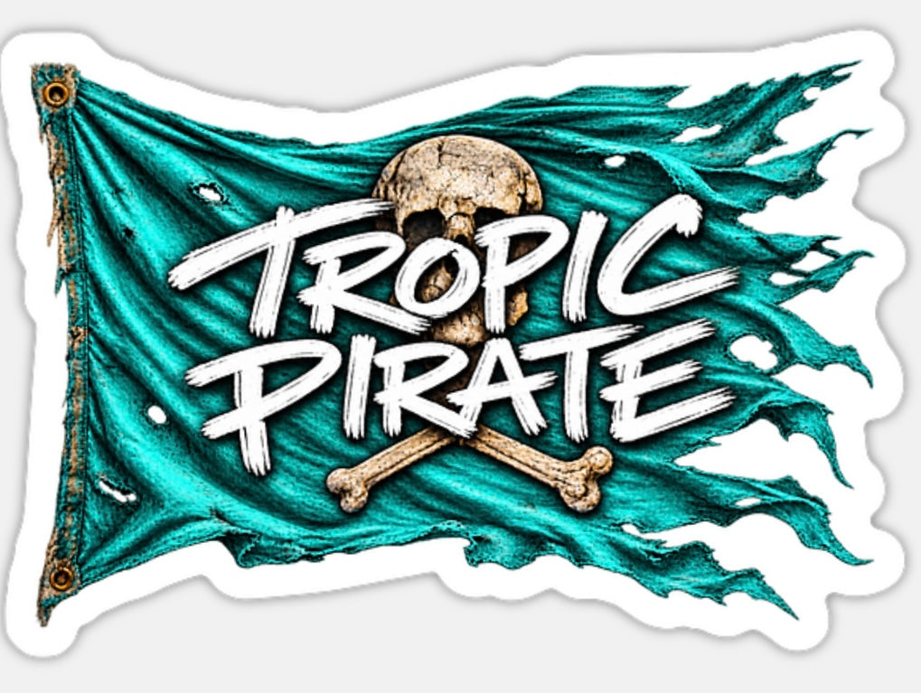 Tropic pirate teal flag sticker